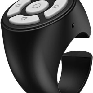 Fingertip Wireless Bluetooth Remote Control, Tablet Phone Camera Controller, Wireless Finger Scroller,Portable Scrolling Remote Control Ring For Page Turning, Clicker, Video Recordin (black)